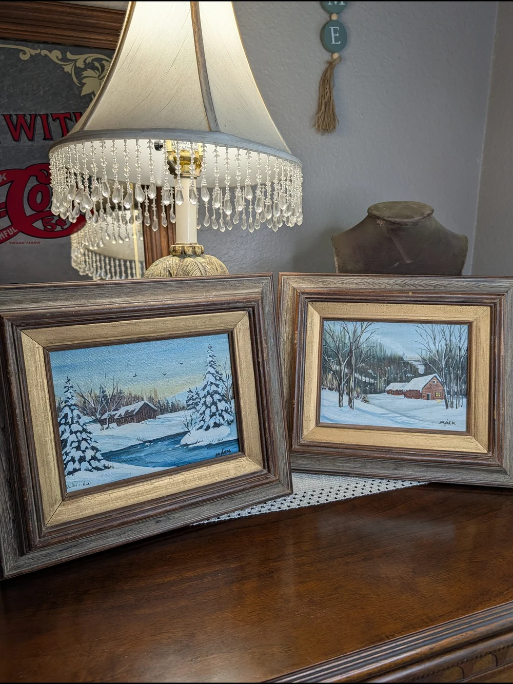 Vintage Betty Mack Wood Framed Winter Landscapes 4 Oil Paintings On Board 11x13